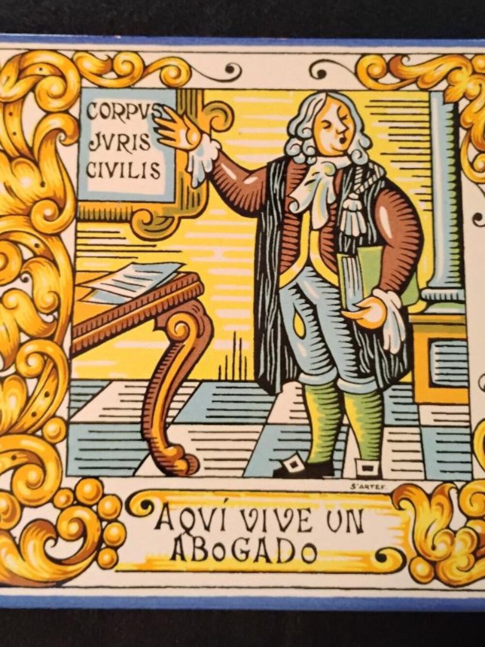 S'Artet signed Spanish lawyer tile